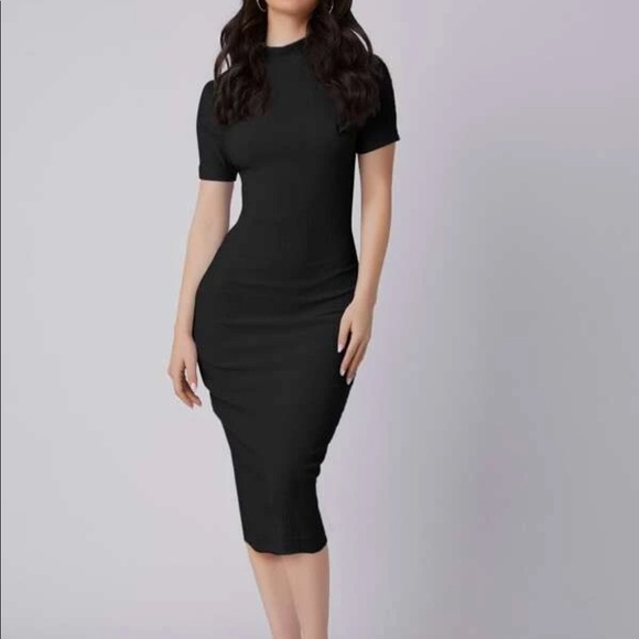 Shein Curve Mock Neck Bodycon Midi Dress - Picture 1 of 9